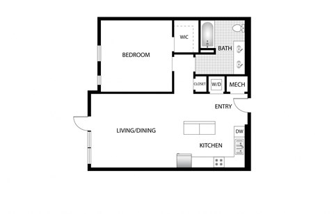 a floor plan of a home with a bedroom and a living room
